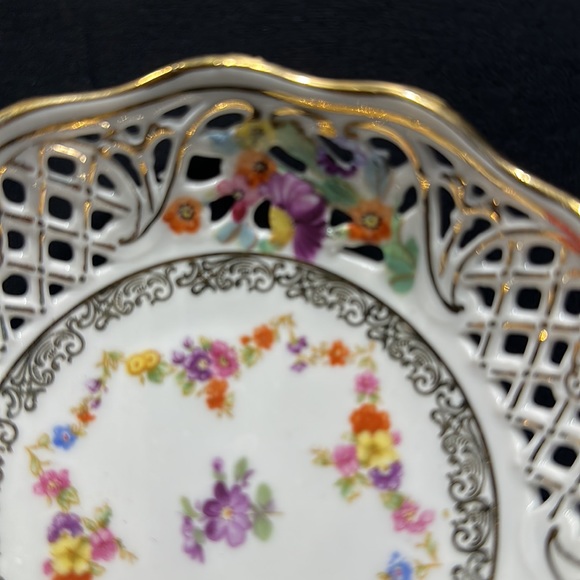 Schumann Arzberg Germany Floral Reticulated Trinket Plate - Picture 3 of 8